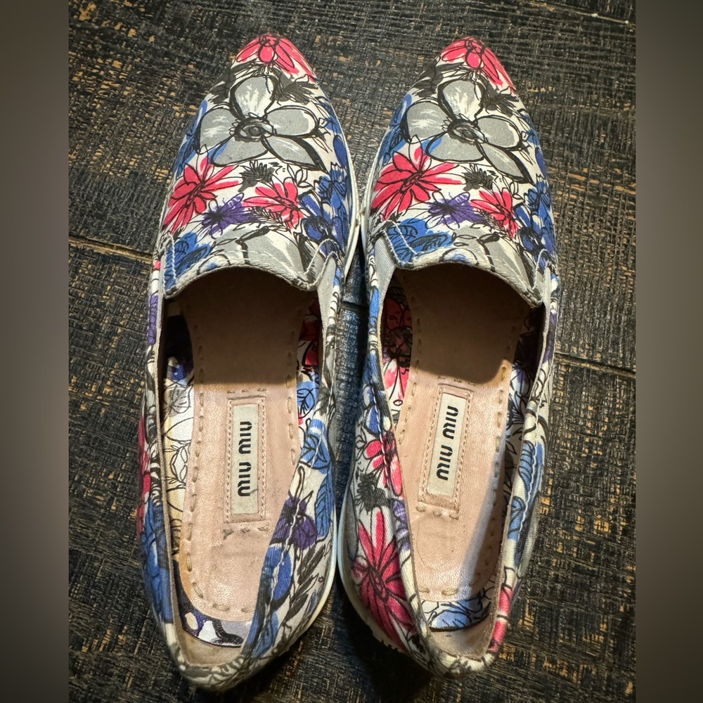 Miu Miu Multicolor Canvas Slip-On Flats, Size 36,… - image 2